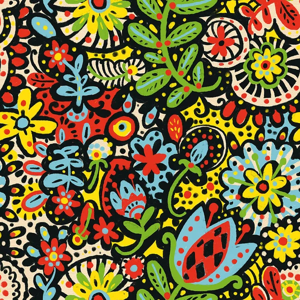 Seamless pattern with flowers. Hand-drawn illustration. A sketch drawn with pastels.