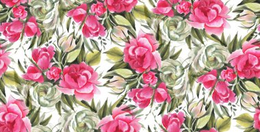 Suluboya çiçekli kusursuz desen. El çizimi illüstrasyon. 