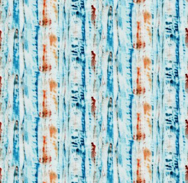 Beyaz ipek üzerinde mavi ve turuncu renkli kusursuz kravat deseni. El boyası kumaşlar - nodüler batik. Shibori boyaması.. 