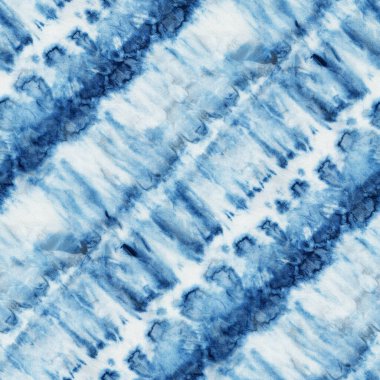 Beyaz ipeğin üzerindeki çivit rengi kusursuz kravat boyası deseni. El boyası kumaşlar - nodüler batik. Shibori boyaması.. 