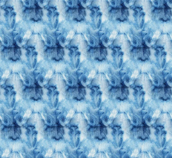 Naadloze Tie Dye Patroon Van Indigo Kleur Witte Zijde Handschilderstoffen — Stockfoto