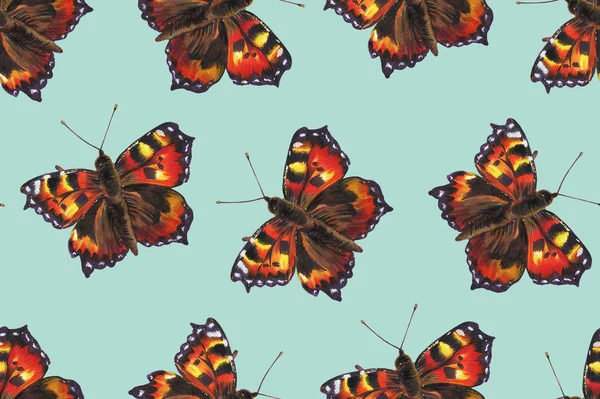 Nahtloses Muster Mit Schmetterlingen Zeichnung Mit Alkoholmarker — Stockfoto