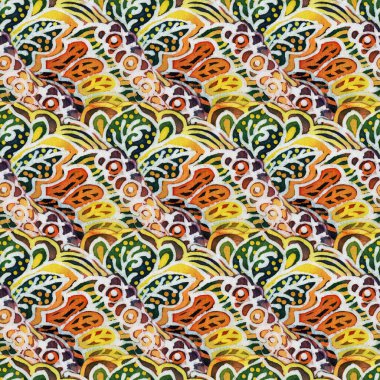 Kumaş dokusuyla karışık batik deseni. Kusursuz desen. El çizimi illüstrasyon.  