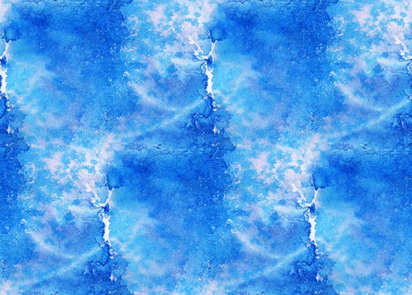 Patrón Sin Costura Abstracto Con Manchas Acuarela Azul Ilustración Dibujada — Foto de Stock