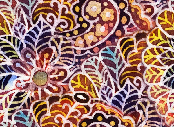 Padrão Batik Intrincado Com Textura Tecido Padrão Sem Costura Ilustração — Fotografia de Stock