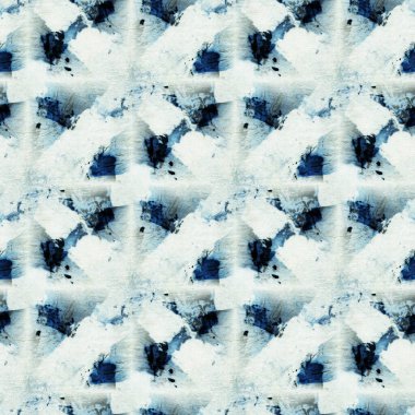 Beyaz ipeğin üzerindeki çivit rengi kusursuz kravat boyası deseni. El boyası kumaşlar - nodüler batik. Shibori boyaması.. 