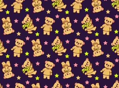 Çizgi film ayılarıyla kusursuz desen. Vektör illüstrasyonu.