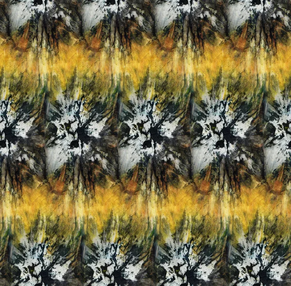 Naadloze Tie Dye Patroon Van Zwarte Gele Kleur Witte Zijde — Stockfoto