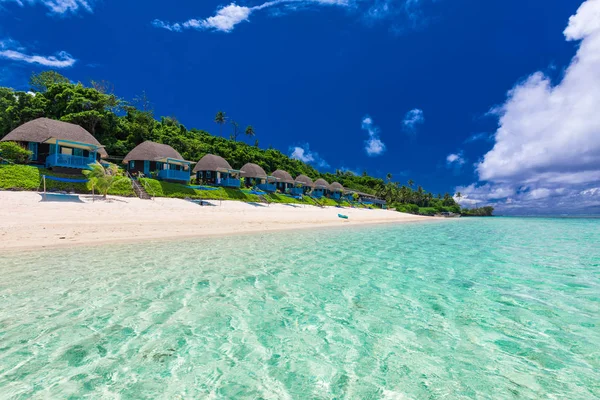 Tropisch strand met palmbomen — Stockfoto