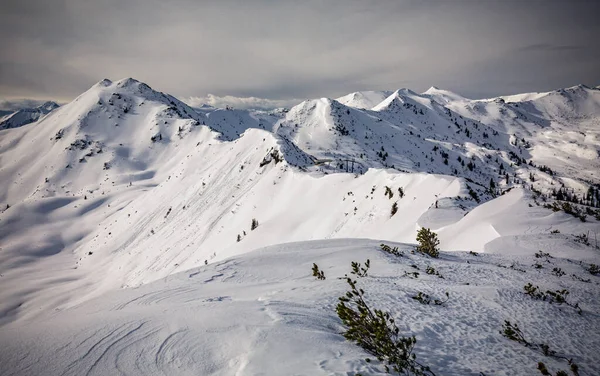 Schneebedeckte Gipfel Skigebiet Planneralm Winter Österreichische Alpen — Stockfoto