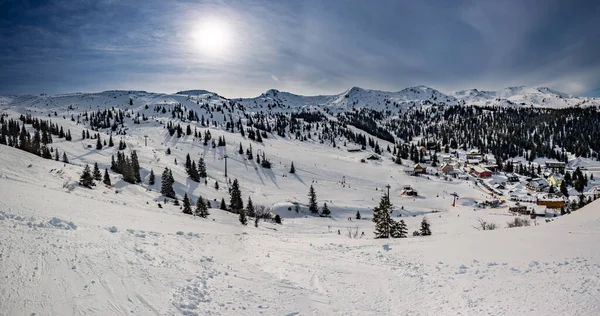 Sneeuwtoppen Skigebied Planneralm Winter Oostenrijkse Alpen — Stockfoto