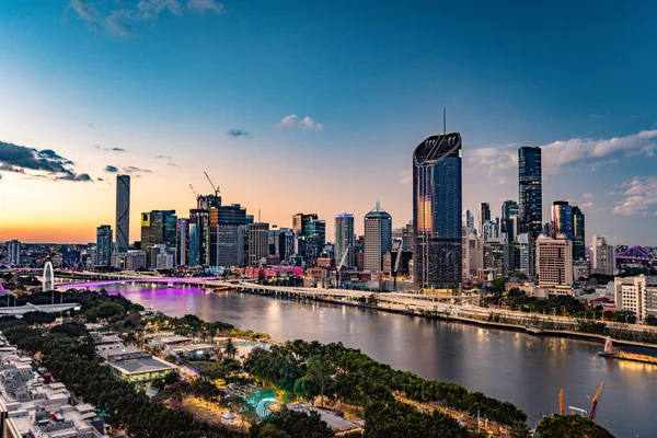 Brisbane Australia Lipca 2019 Nocny Rzeczywisty Obraz Brisbane Cbd South — Zdjęcie stockowe