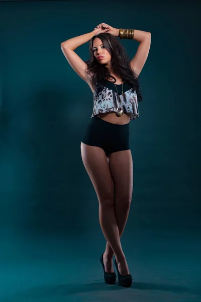 Retrato Una Hermosa Bailarina Estudio Sobre Fondo Oscuro Con Luces —  Fotos de Stock