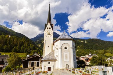 Pastoral yaz manzara ile taze yeşil dağ Alpleri'nde