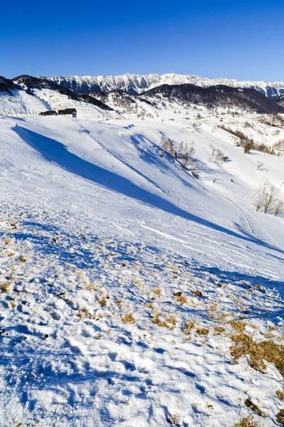 Winter landscape with Piatra Craiului Mountains, Romania. — Stock Photo, Image