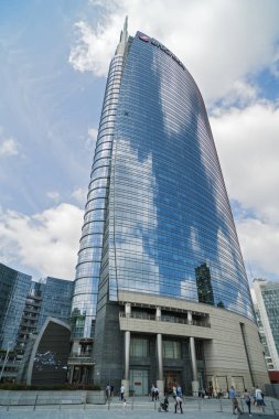 Milan, İtalya-Mayıs 13, 2017: panoramik manzaralı yeni futuristik 