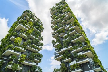 MILAN, ITALY - MAY 28, 2017: Bosco Verticale (Vertical Forest) l clipart
