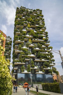 MILAN, ITALY - MAY 28, 2017: Bosco Verticale (Vertical Forest) l clipart