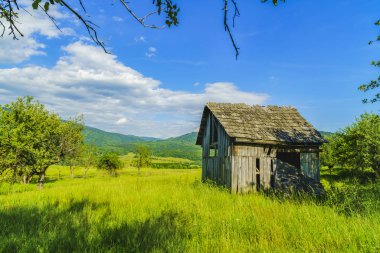 Eski ahşap evi R dağlarda Fagaras dağlarında berbat