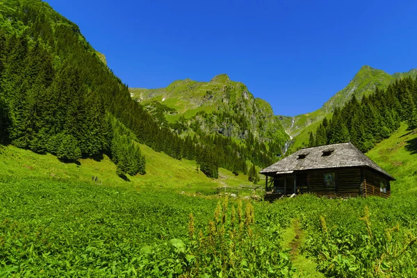 Alte hölzerne Ruine Haus in den Bergen von fagaras Berge in r — Stockfoto