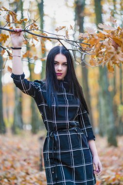 Ormanda aut sırasında poz güzel ve zarif esmer