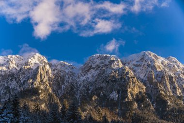 Beautiful winter landscape with Carpati Piatra Craiului mountain