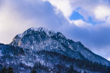 Beautiful winter landscape with Carpati Piatra Craiului mountain