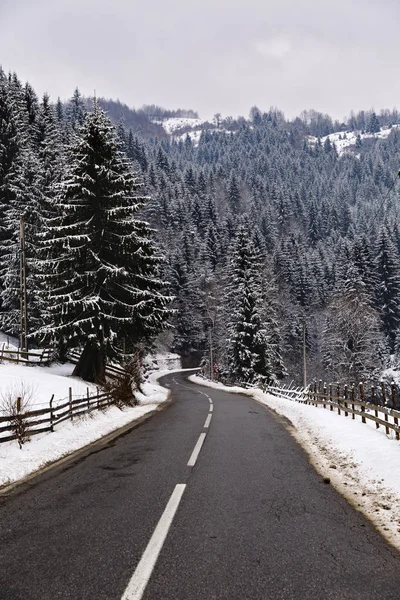 Landscape with winter mountain road — Stock Photo, Image
