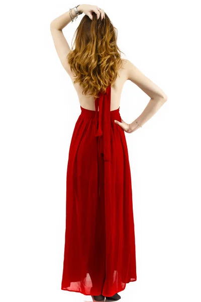 Teljes test portré egy gyönyörű vörös hajú nő — Stock Fotó