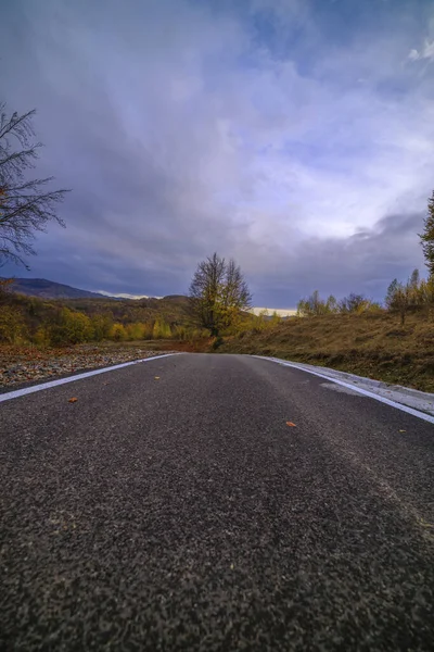 Camino de montaña durante el otoño en un día nublado —  Fotos de Stock