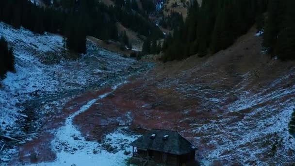 Vista Aerea Dal Drone Della Montagna Durante Inverno — Video Stock