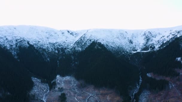 Вид Воздуха Беспилотника Горы Зимой — стоковое видео