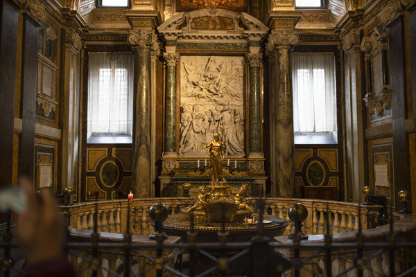 ROME - 15-November, 2019: Inside the St Peter's Basilica or San 