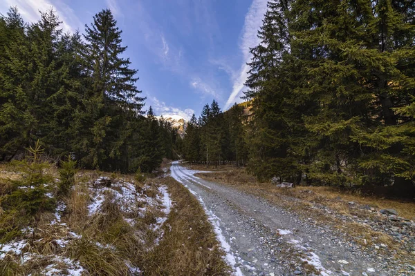 Krásná zimní krajina na hoře s řekou v Rumunsku — Stock fotografie