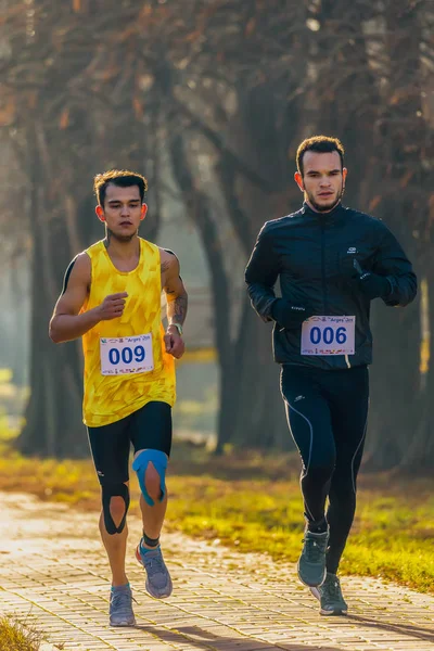 2019年12月15日至15日罗马尼亚、阿尔日和皮特什蒂的半马拉松赛竞赛 — 图库照片