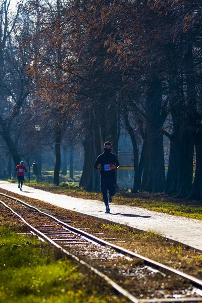 15-Dez 2019 Semi-maratona na Romênia, Arges, Pitesti — Fotografia de Stock