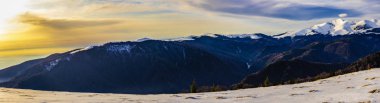 Karpatya 'nın dağlarındaki güzel kış manzarası