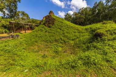 14 Ocak 2020 Oğlum Vietnam 'daki Eski Hindu tapınağının kalıntıları.