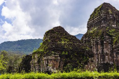 14 Ocak 2020 Oğlum Vietnam 'daki Eski Hindu tapınağının kalıntıları.