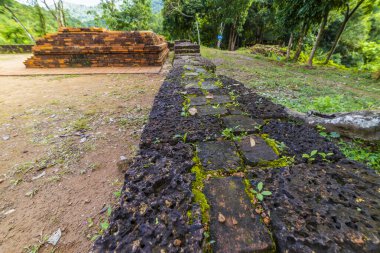 14 Ocak 2020 Oğlum Vietnam 'daki Eski Hindu tapınağının kalıntıları.