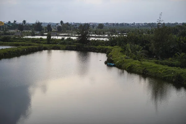 Пейзаж Річкою Поблизу Гой Єтнам Риболовній Зоні — стокове фото