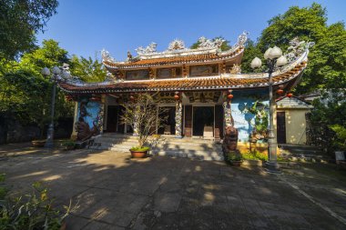 Da Nang, Vietnam - 14 Temmuz 2020: güzel görüntüler, mermer tapınakta Pagoda.