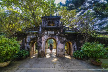 Da Nang, Vietnam - 14 Temmuz 2020: güzel görüntüler, mermer tapınakta Pagoda.