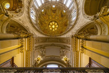 Berlin, Germany - February 7, 2020: Interior view of the Cathedral of Berlin. High angle view.