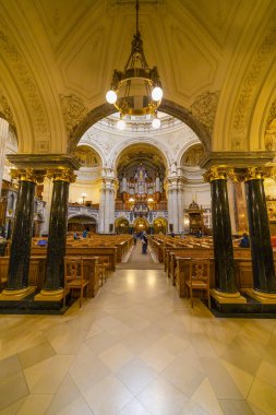 Berlin, Germany - February 7, 2020: Interior view of the Cathedral of Berlin. High angle view.