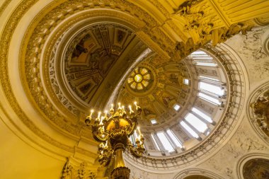 Berlin, Germany - February 7, 2020: Interior view of the Cathedral of Berlin. High angle view.