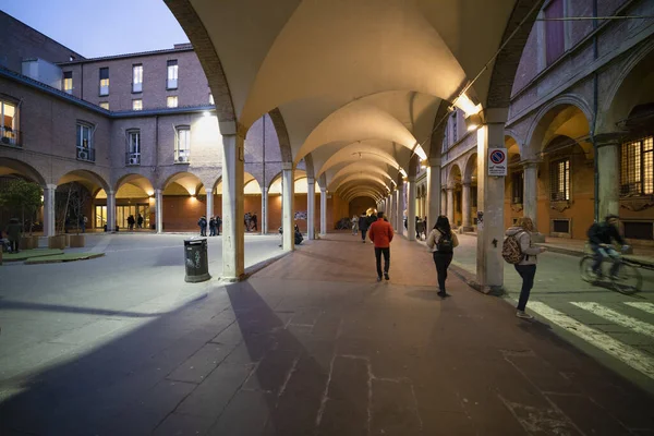 Febrero 2020 Centro Histórico Bolonia Por Noche Italia — Foto de Stock