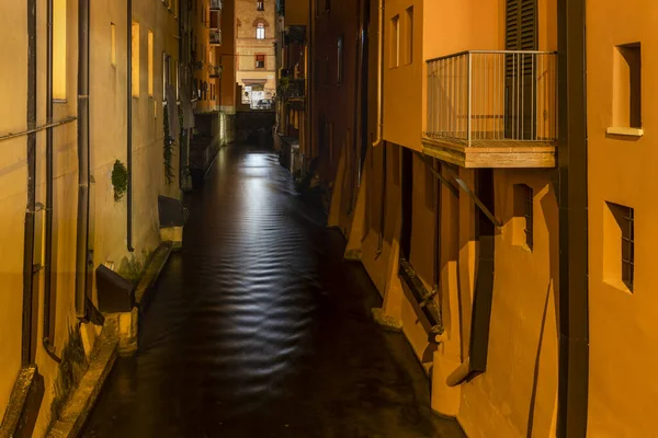 Februar 2020 Historische Innenstadt Von Bologna Bei Nacht Italien — Stockfoto