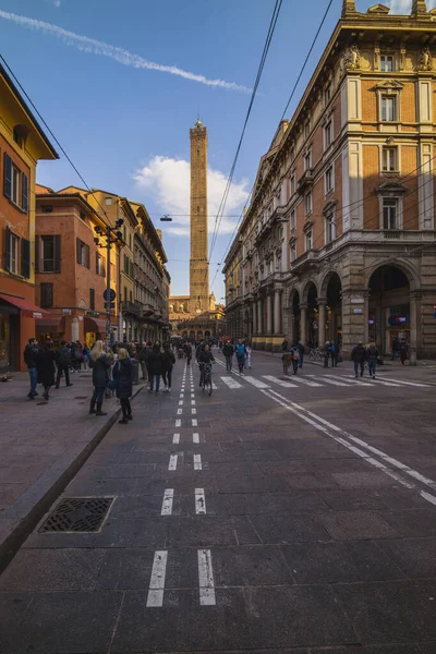 Italy Bologna February 2020 Most Famous Towers Bologna Central Due — Stock Photo, Image