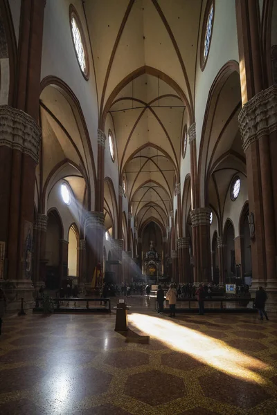 Bologna Italia Febrero 2020 Interior Basílica San Petronio Iglesia Principal —  Fotos de Stock